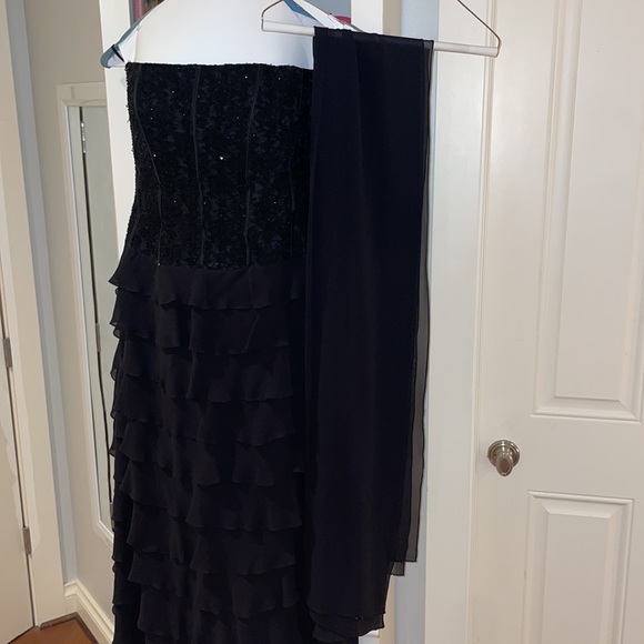 Lillie Rubin Vintage Chiffon Tiered Strapless Gown - Picture 4 of 6